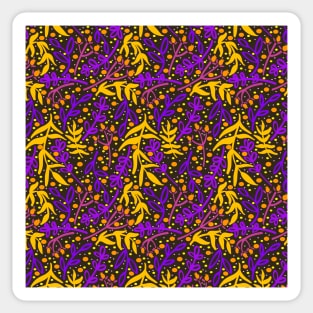 Botanicals and Dots - Hand Drawn Design - Orange, Purple, Pink, Yellow, Black Sticker